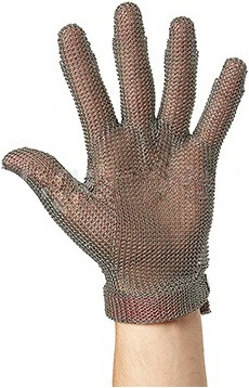 Перчатка кольчужная пятипалая с пластиковым манжетом