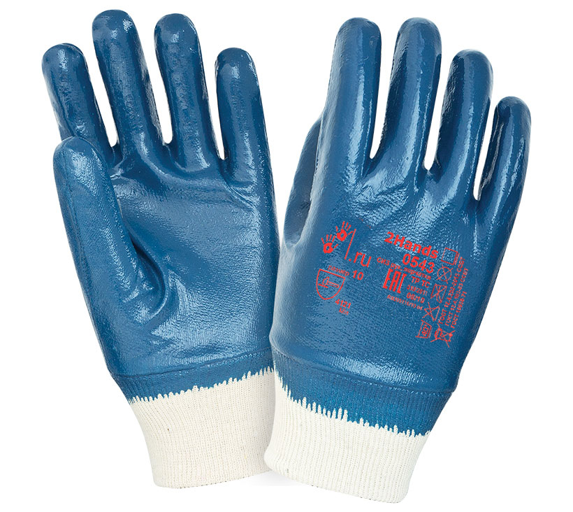 Перчатки 2HANDS 0543 нитриловые с тяжелым покрытием (синий)