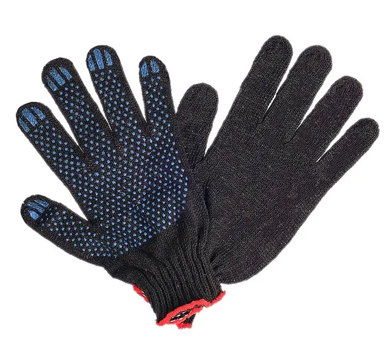 Перчатки Л вязаные с ПВХ 5 нитей 10 класс (черный)