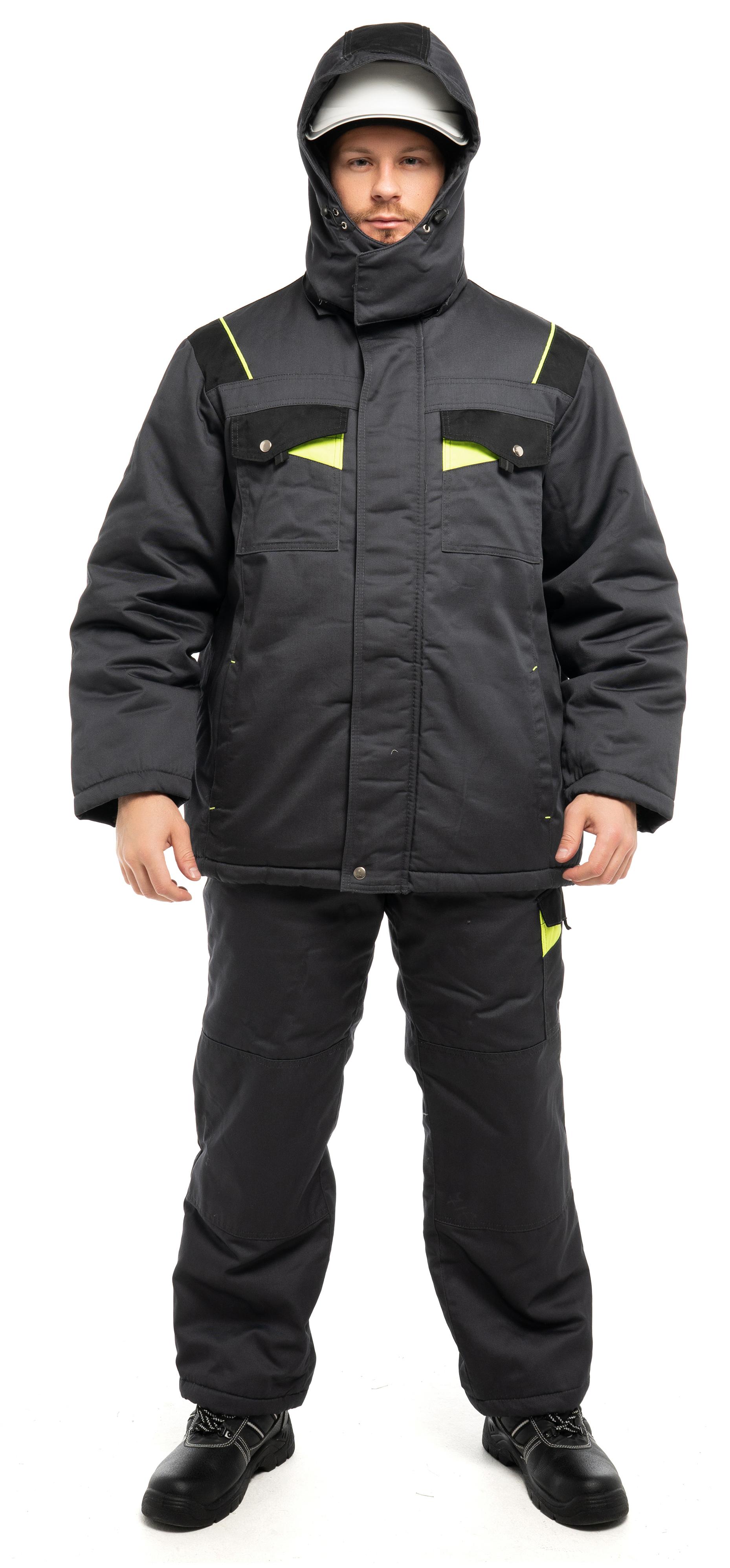 Костюм КОРВЕТ зимний с БР (т.серый/черный/лимон)