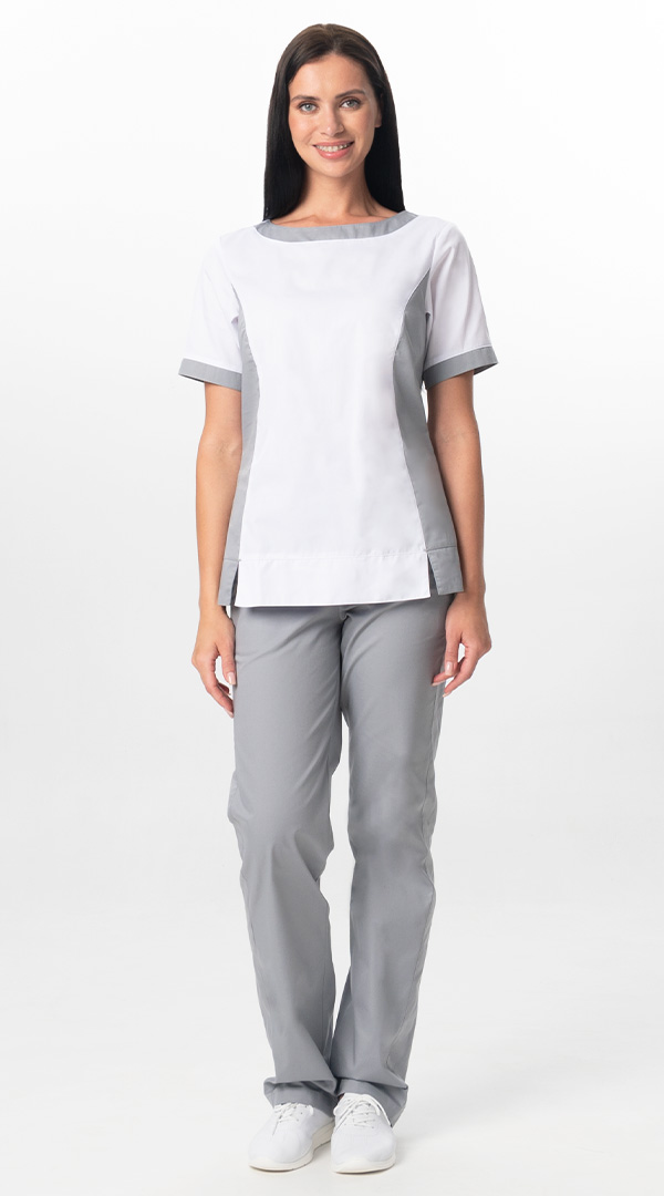 Костюм ГРАЦИЯ женский с БР (серый/белый) женские медицинские