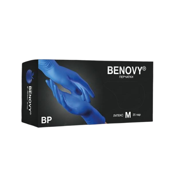 Перчатки BENOVY ЛАТЕКС ВЫСОКИЙ РИСК текстурированные повышенной прочности (синий)