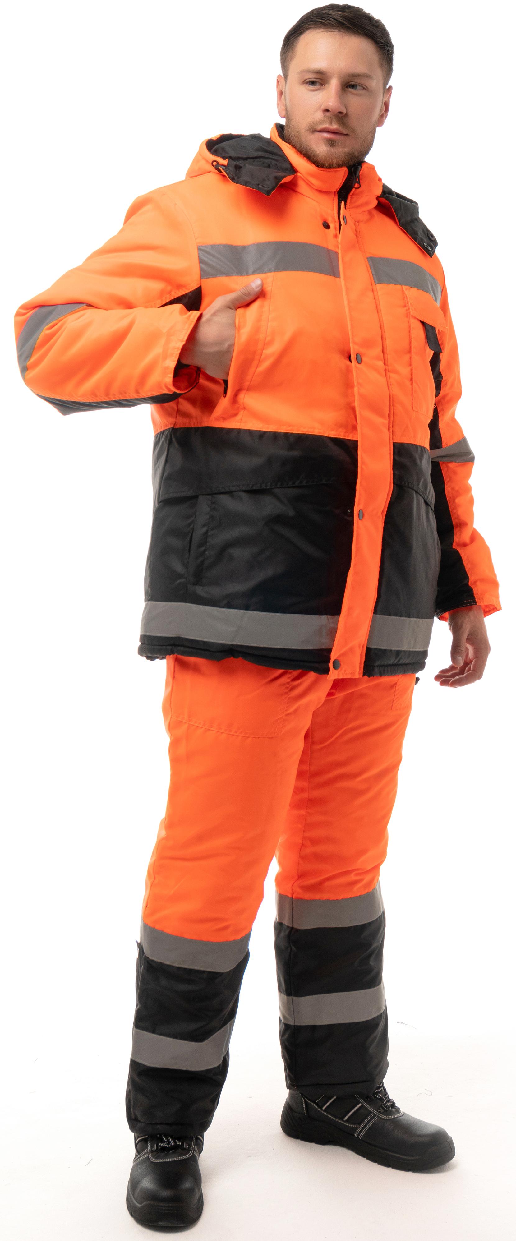 Костюм МЕТЕО зимний с ПК (оранжевый/черный)
