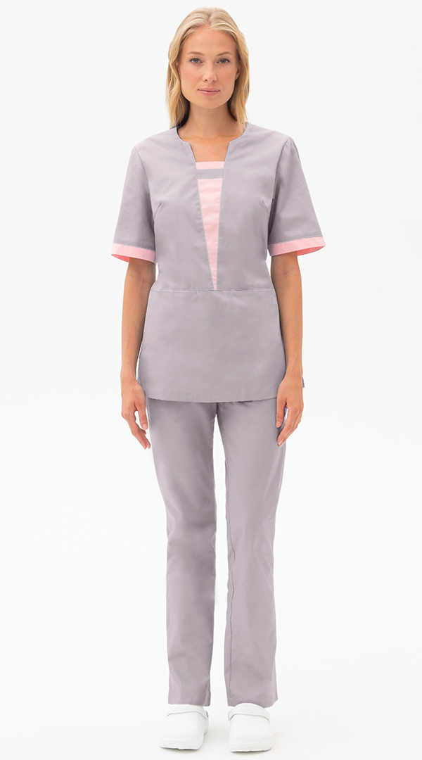 Костюм САНДРА женский с БР (серый/розовый) женские медицинские