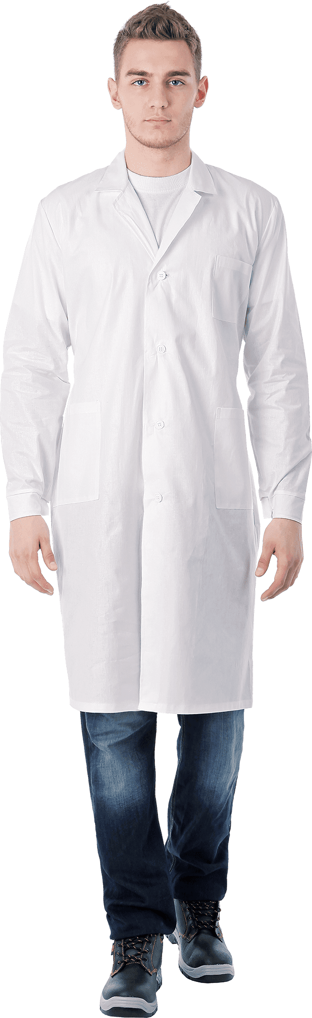 Халат рабочий БЯЗЬ (белый) мужские медицинские