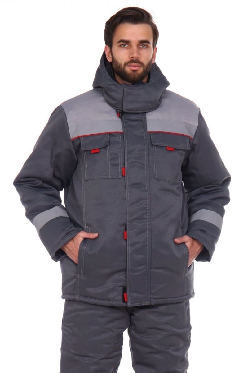 Костюм зимний с ПК (серый/св.серый/красный)