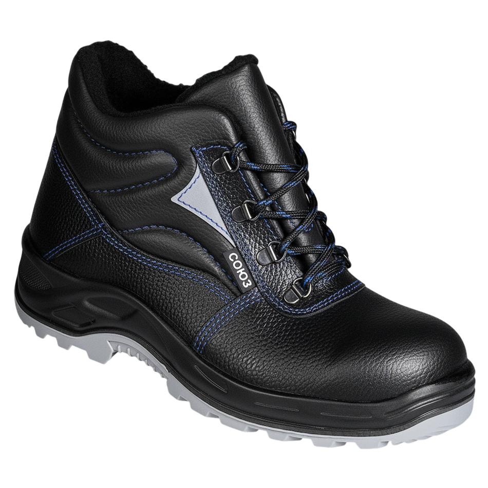 Ботинки СОЮЗНИК ПУ/ТПУ нат.кожа иск.мех с МП (черный)