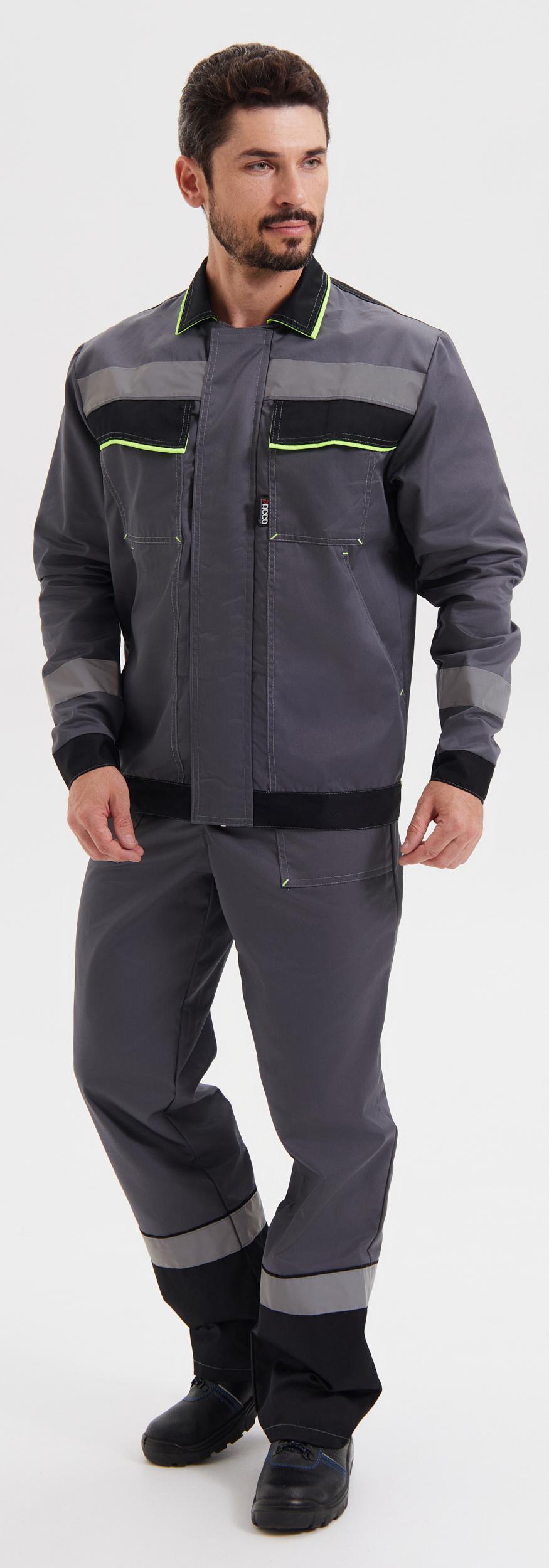 Костюм СИСТЕМА с БР (т.серый/черный/лимонный)