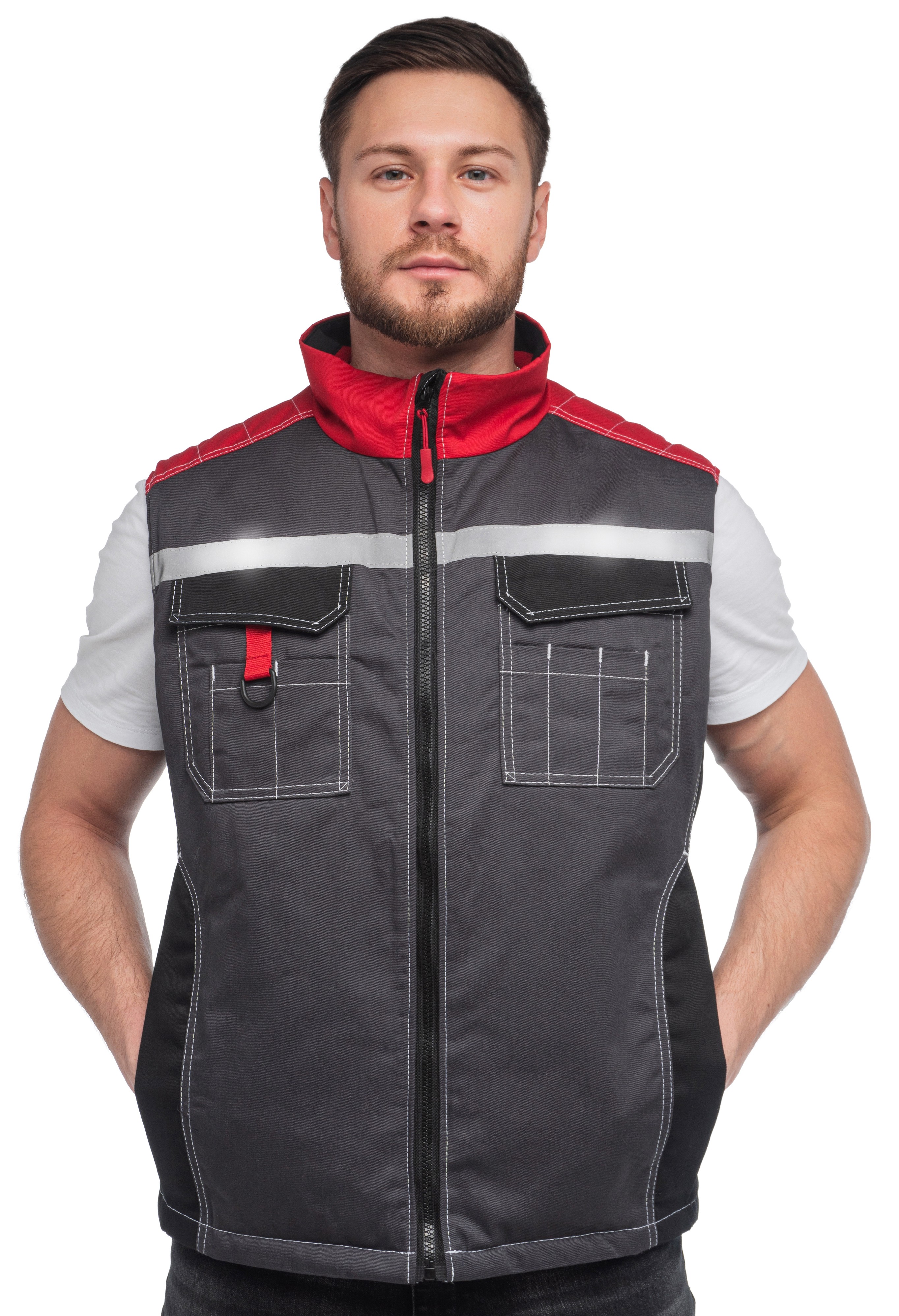 Жилет ФОРМУЛА зимний с СОП (т.серый/красный) Жилет ФОРМУЛА зимний с СОП (т.серый/красный)