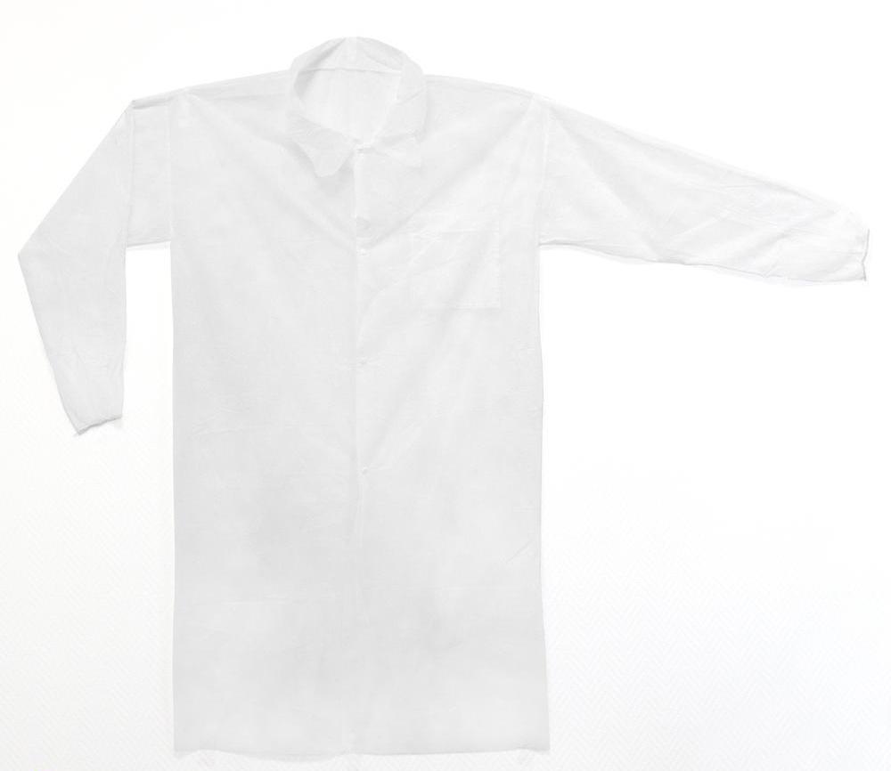 Халат процедурный STANDART ТМ KLEVER 20 г/м2 длина 110см на 3 кнопках (белый)