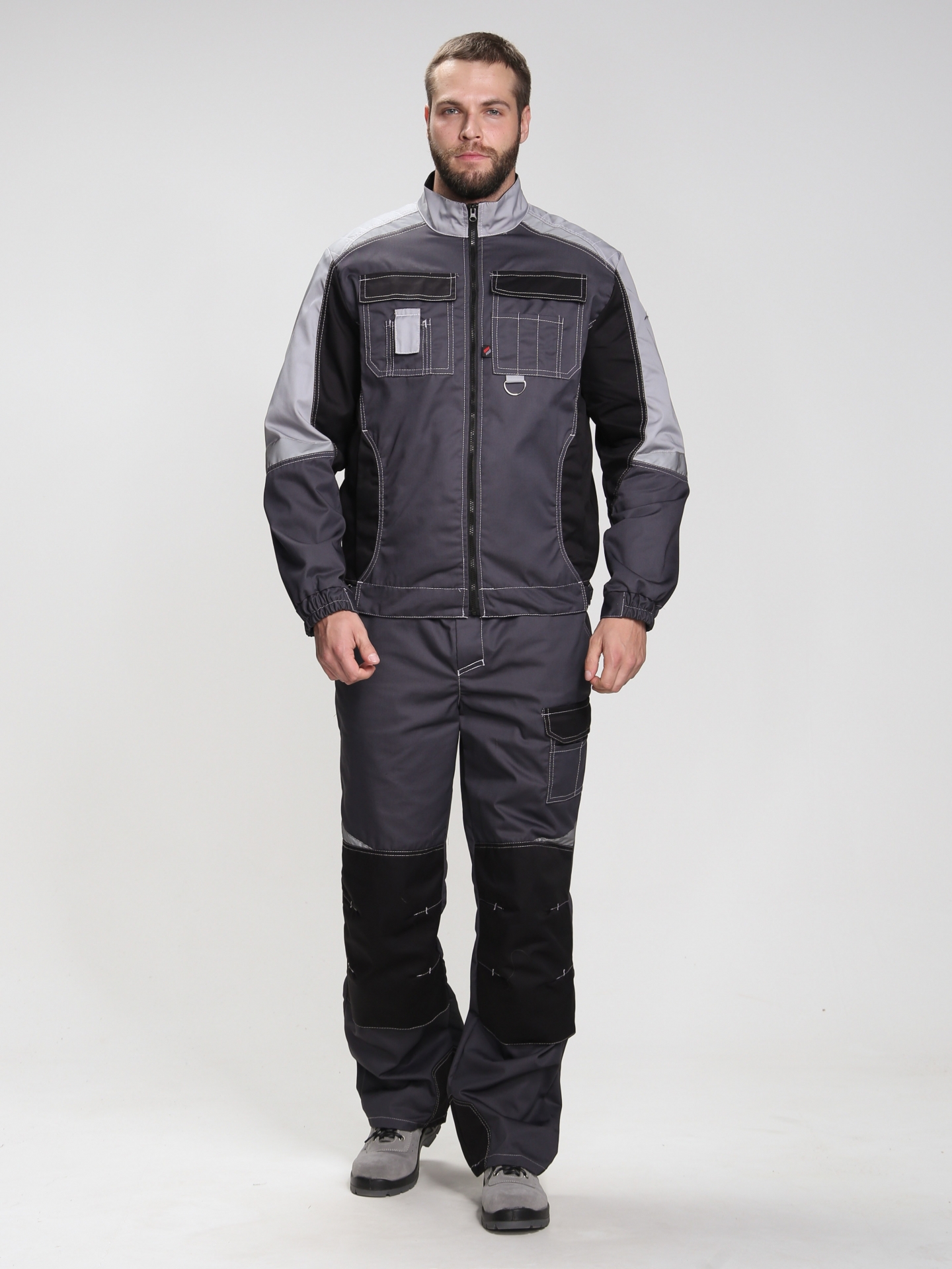 Костюм ВЕКТРОН-1 с БР (т.серый/св.серый/черный)