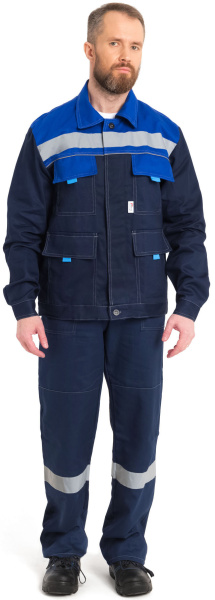 Костюм НОВА с СОП, тк. 260г/м, 80хл/20пэ, с БР (т. синий/василёк)