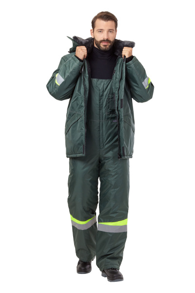 Костюм КОМФОРТ зимний с ПК (т.зеленый/неоновый)