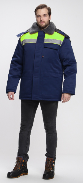 Куртка БРИГАДА NEW зимняя (т.синий/лимонный)