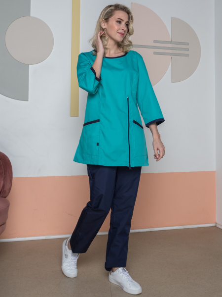 Костюм ВОЯЖ женский с БР (св.бирюзовый/т.синий)