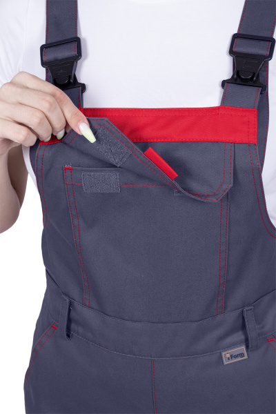 Полукомбинезон ХАЙ-ТЕК SAFETY женский (серый/красный)