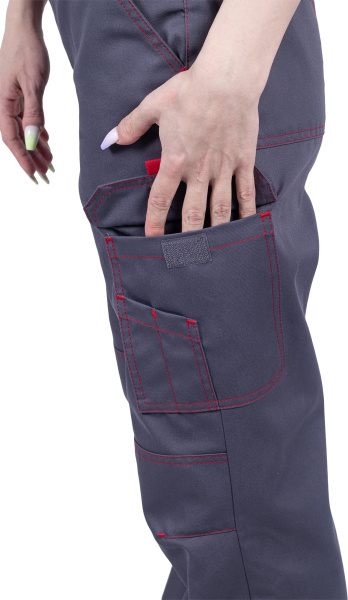 Полукомбинезон ХАЙ-ТЕК SAFETY женский (серый/красный)