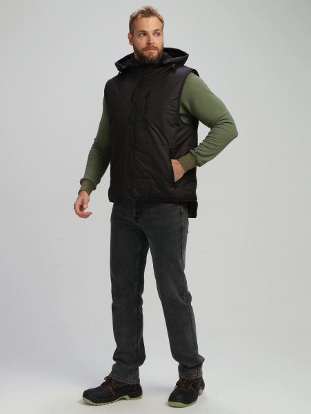 Жилет РЕЗКО зимний с капюшоном (черный)