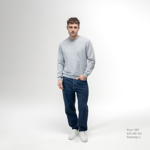 Толстовка REDFORT 355 петля-диагональ (серый меланж)