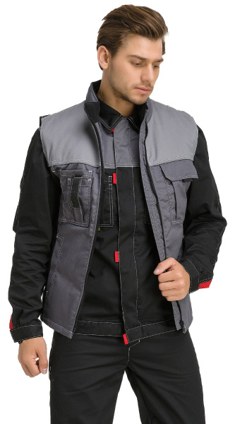 Жилет RONTA JT3086 зимний (т.серый/св.серый/черный)