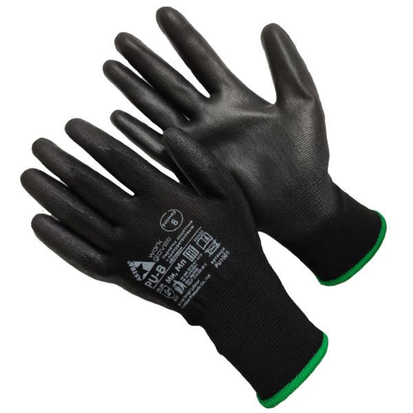 Перчатки ASTRA PU-B из полиэстера с полиуретановым покрытием (черный)