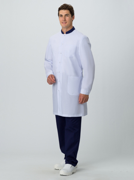 Халат СИМПЛ-001 MEDLINE (белый/т.синий)