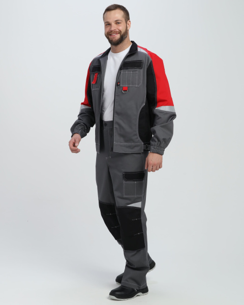 Костюм ВЕКТРОН-1 СН МВО с БР (серый/черный/красный)