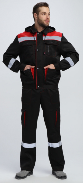 Костюм НЕЙЧ-2 СОП CH с капюшоном с ПК (черный/красный)