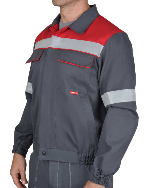 Куртка МЕГИОН-РОСС антистатическая нить МВО (серый/красный)