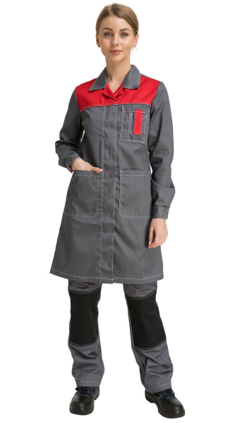 Халат RONTA HL101 женский (т.серый/красный)