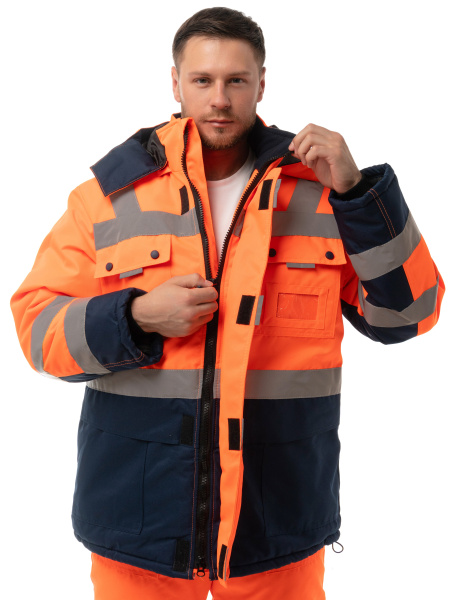 Костюм НОРДИК зимний с ПК (оранжевый/т.синий)