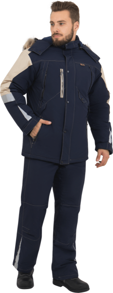 Куртка ХАЙ-ТЕК зимняя (синий/бежевый)