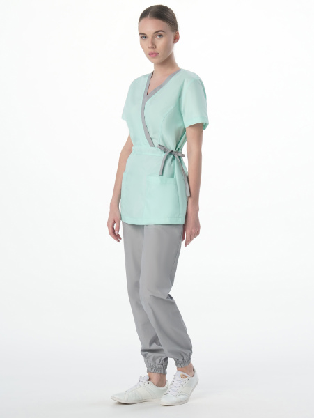 Костюм MEDLINE СИМПЛ-001 женский с БР (серый/мятный)