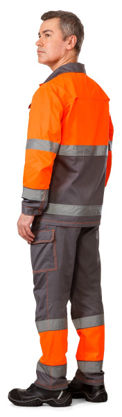 Костюм ПРОЖЕКТОР сигнальный с БР (оранжевый/серый)