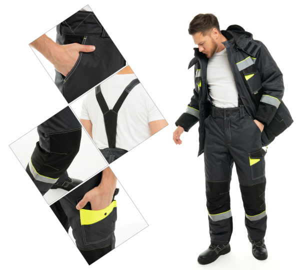 Костюм ОРЕГОН-МЕМБРАНА зимний с БР (т. серый/черный/лимонный)