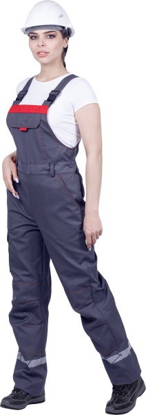 Полукомбинезон ХАЙ-ТЕК SAFETY женский (серый/красный)