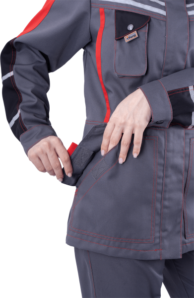 Куртка ХАЙ-ТЕК женская (серый/черный/красный)