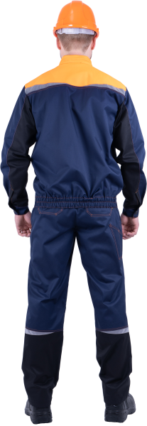 Костюм КМ-10 ЛЮКС с ПК (т.синий/оранжевый)