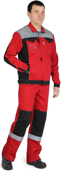 Костюм М с СОП с ПК (красный/черн/св.серый)
