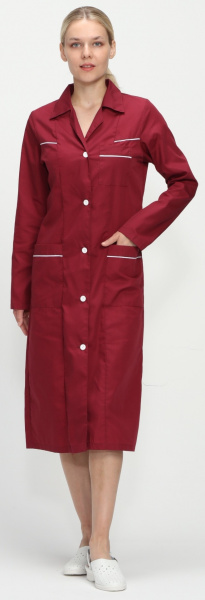 Халат ДИАНА женский (бордовый/белый)