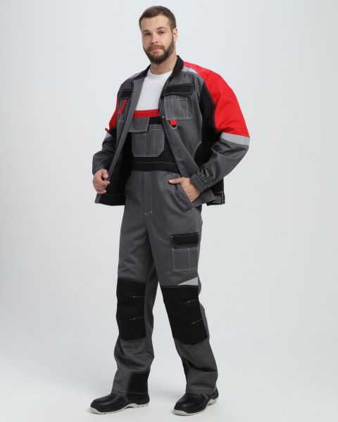 Костюм ВЕКТРОН-2 МВО с ПК (серый/черный/красный)