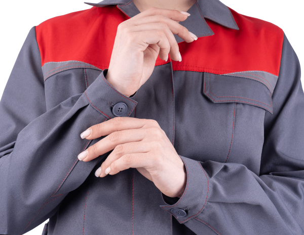 Халат КМ-10 ЛЮКС женский (серый/красный)