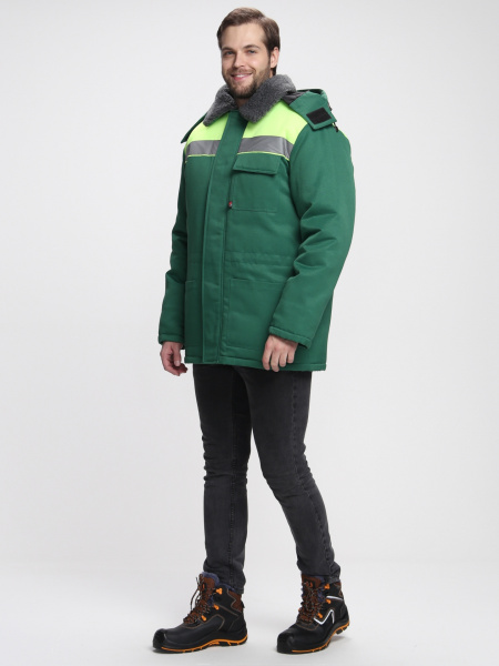 Куртка БРИГАДА NEW зимняя (зеленый/лимонный)