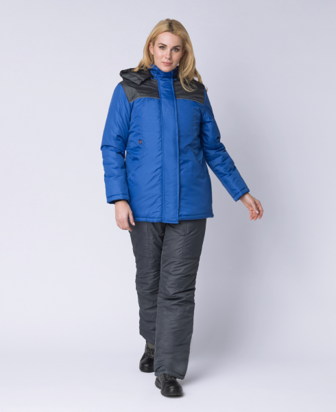 Куртка САКРИН зимняя женская (васильковый/т.серый)