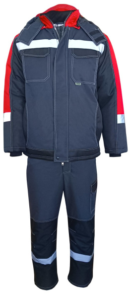 Костюм ЮКОН-МЕМБРАНА с ПК зимний (т.серый/черный/красный)