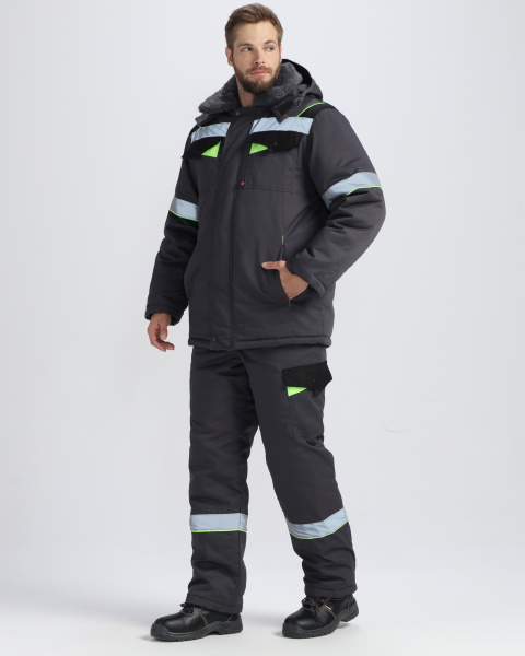 Костюм ХОВАРД зимний с ПК (т.серый/черный/лимонный)