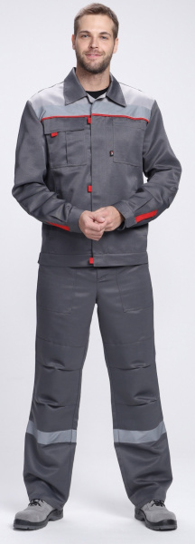 Костюм ФАВОРИТ-2 СОП IMP усиленный с ПК (т.серый/серый/красный)