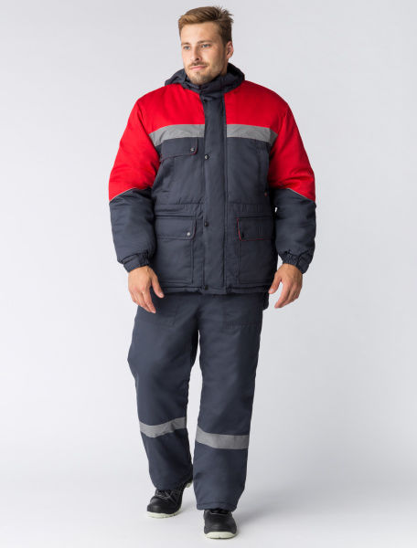 Костюм СИБЕР СОП зимний с ПК (т.серый/красный)