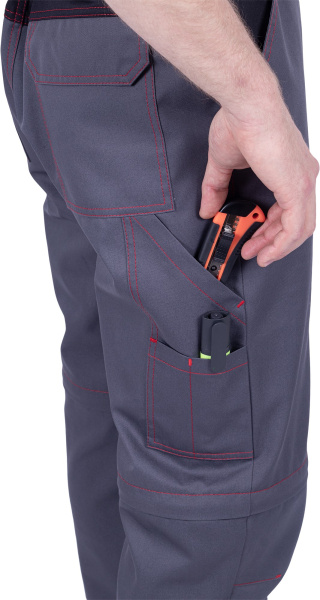 Брюки ХАЙ-ТЕК SAFETY (серый/чёрный/красный)