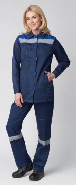 Костюм ВЕСНИС-1 СОП К. женский с БР (т.синий/васильковый)